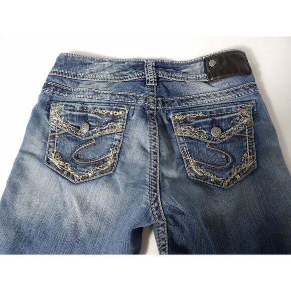 Suki Mid Slim Boot Jeans 26x31 Dark Wash Jewels Bling Pockets Y2K Rockabilly Vtg - Picture 15 of 16